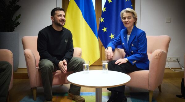 Handout photo shows Ukrainian President Volodymyr Zelensky attends a meeting with European Commission President Ursula von der Leyen on the sidelines of a EU-Western Balkans summit in Brussels, Belgium on December 19, 2024. Photo by Ukrainian Presidency via ABACAPRESS.COM Photo: ABACA/ABACA