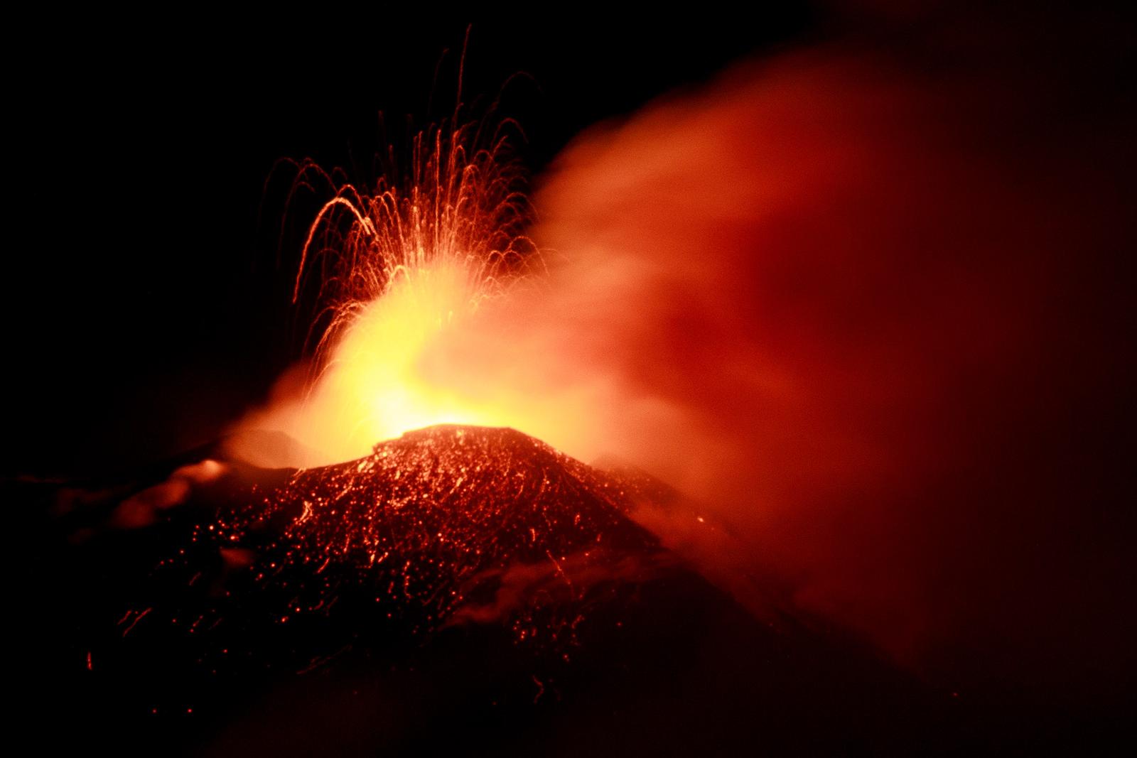 Fornazzo (Ct) An intense Strombolian activity continues from various mouths present at the bottom of the Bocca Nuova Crater, with the launch of material that even goes beyond the crater rim. Strombolian and effusive activity is observed at the Voragine Crater feeding a small intra-crater lava flow directed towards Bocca Nuova. The intra-crater explosive activity at the Northeast Crater also continues. Editorial Usage Only /IPA/PIXSELL