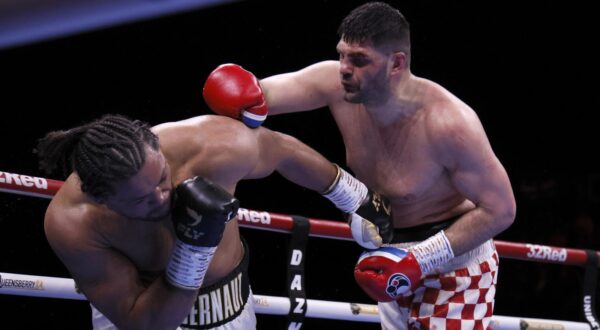 Joe Joyce (right) in action against Filip Hrgovic (left) at the Co-op Live arena, Manchester. Picture date: Saturday April 5, 2025. Photo: Richard Sellers/PRESS ASSOCIATION