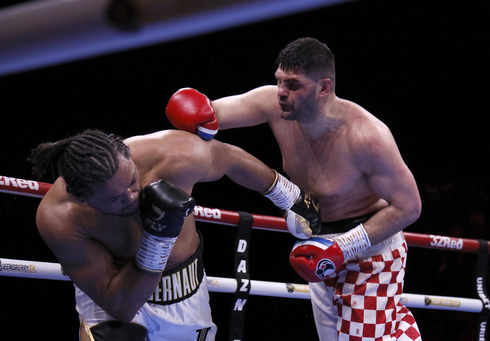 Joe Joyce (right) in action against Filip Hrgovic (left) at the Co-op Live arena, Manchester. Picture date: Saturday April 5, 2025. Photo: Richard Sellers/PRESS ASSOCIATION