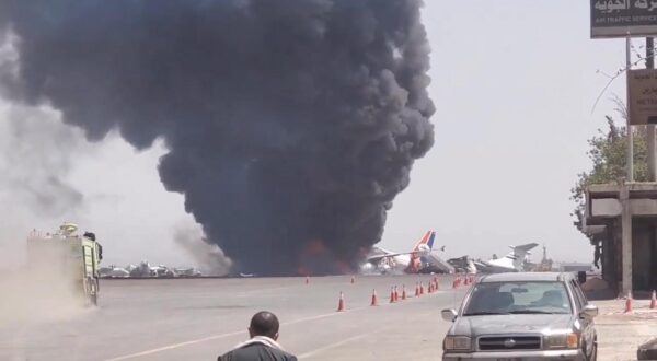 (250528) -- SANAA, May 28, 2025 (Xinhua) -- This video screenshot taken on May 28, 2025 shows a damaged plane at Sanaa International Airport after Israeli airstrikes in Sanaa, Yemen. Israeli fighter jets conducted airstrikes on Sanaa International Airport Wednesday morning, destroying the last operational aircraft belonging to Yemenia Airlines, Yemen's national airline. (Sanaa International Airport/Handout via Xinhua) Photo: 