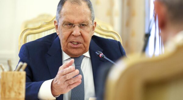 RUSSIA, MOSCOW - AUGUST 20, 2025: Russia's Foreign Minister Sergei Lavrov speaks during a meeting with Jordan's Minister of Foreign Affairs and Expatriates Ayman Safadi at the Russian Foreign Ministry's Reception House. Sergei Bulkin/TASS/Sipa USA Photo: Tass/SIPA USA