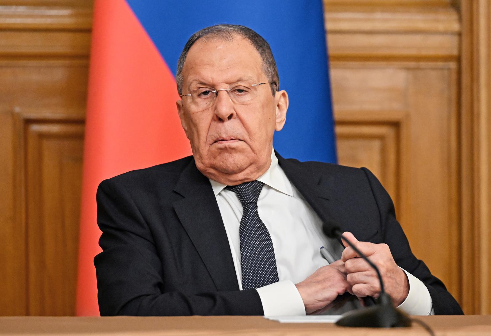 Russian Foreign Minister Sergey Lavrov during a press conference following the talks.
Credit: Dmitry Dukhanin/Kommersant Photo/Sipa USA Photo: Kommersant Photo Agency/SIPA USA