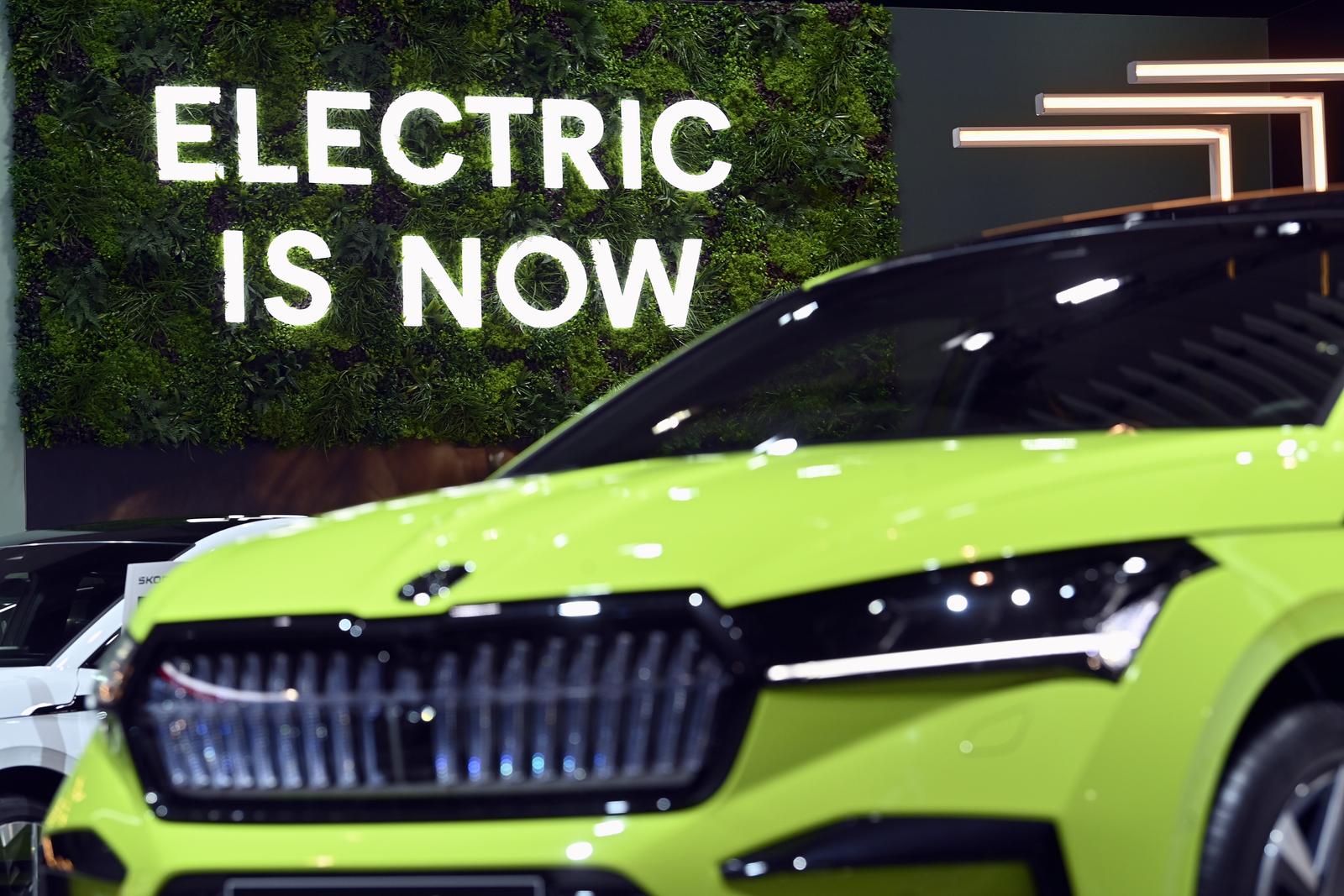 Illustration picture shows an electric car at the press opening of the 100th edition of the Brussels Motor Show, at Brussels Expo, on Friday 13 January 2023, in Brussels. Brussels Motors show is open to public from 14 to 22 January 2023. BELGA PHOTO ERIC LALMAND Photo: ERIC LALMAND/BELGA