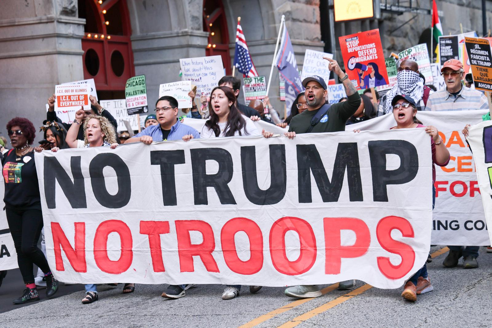 Thousands march down Ida B. Wells Drive for the No Trump No Troops rally at Congress Plaza in Chicago, Illinois on September 6, 2025. Protesters came to voice their opposition to President Trumps threats to deploy federal troops and ICE agents into the city. (Photo By: Alexandra Buxbaum/Sipa USA)












 























































 Photo: Alexandra Buxbaum/SIPA USA