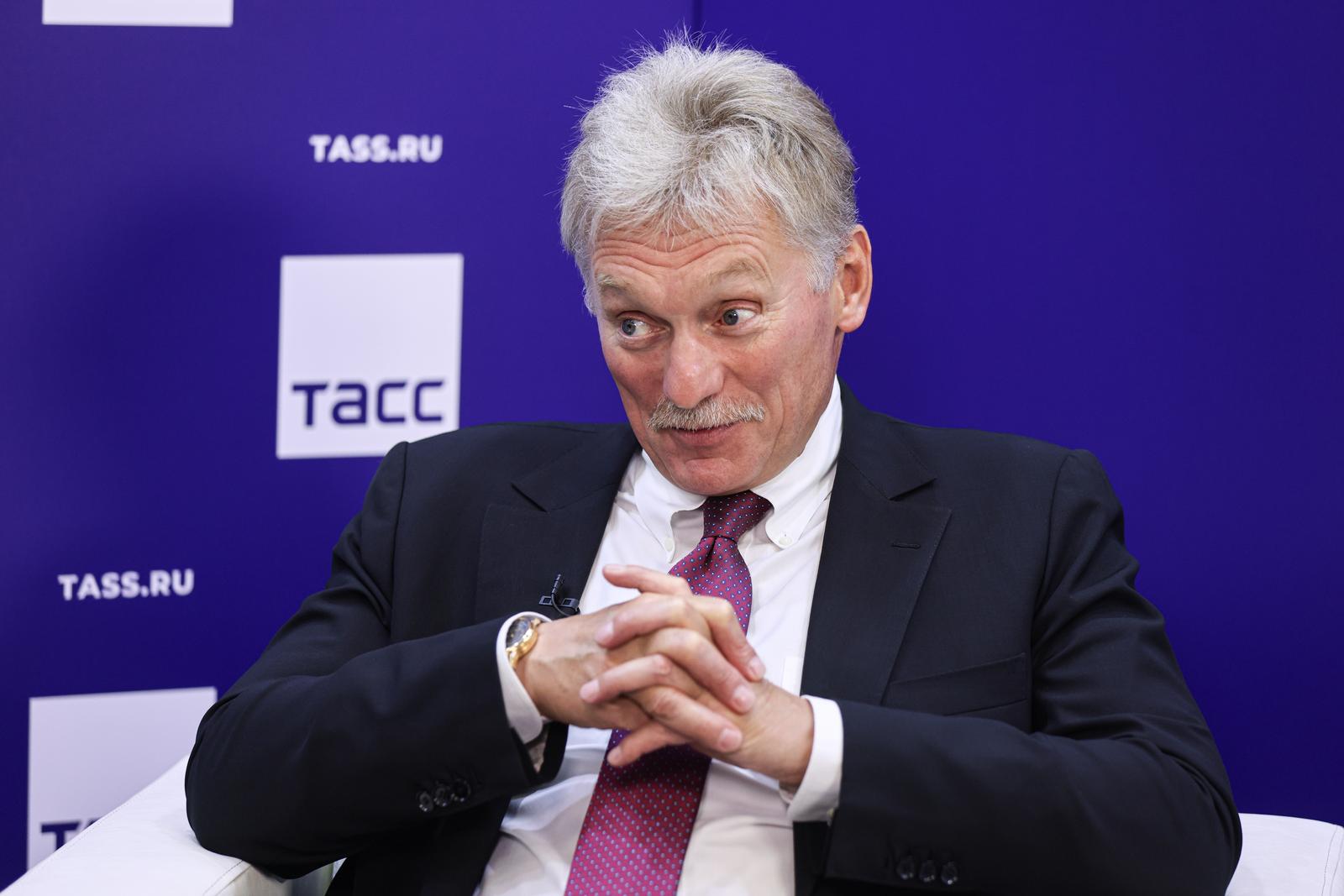 RUSSIA, VLADIVOSTOK - SEPTEMBER 5, 2025: Dmitry Peskov, Press Secretary of the President of Russia, gives an interview to TASS/Sipa USA Russian News Agency during the 2025 Eastern Economic Forum (EEF) at Far Eastern Federal University on Russky Island. Erik Romanenko/TASS/Sipa USA Photo: Tass/SIPA USA