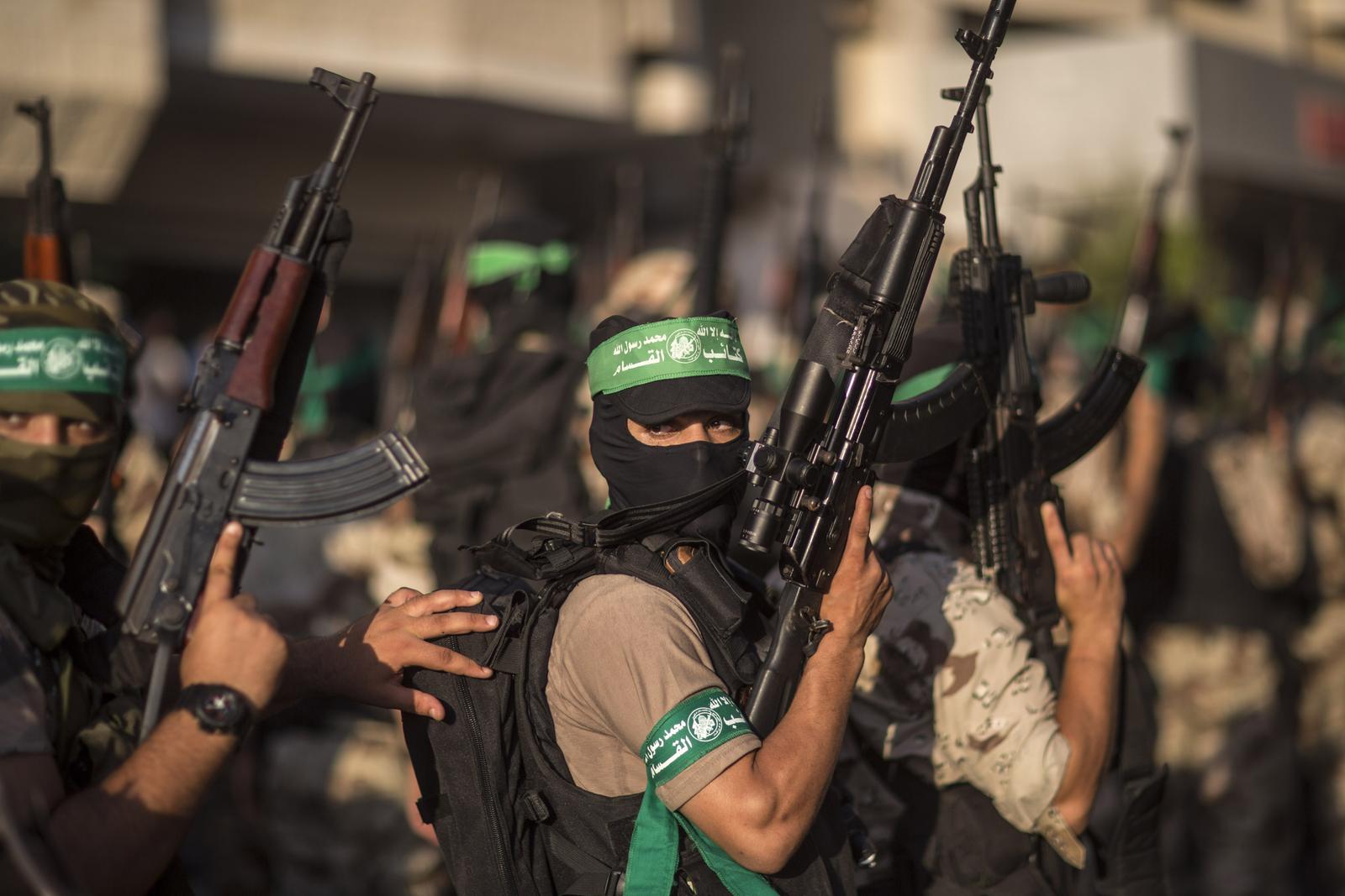 MIDEAST-GAZA-MILITARY(150826) -- GAZA, Aug. 26, 2015 (Xinhua) -- Palestinian militants of the Ezzedine al-Qassam Brigades, the Hamas armed wing, take part in a military parade in Gaza city on Aug. 26, 2015. (Xinhua/Wissam Nassar)Wissam Nassar Photo: XINHUA/PIXSELL