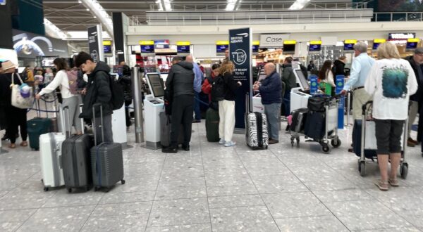 EMBARGOED TO 0001 THURSDAY APRIL 4 File photo dated 31/03/23 of passengers wait in line to at Terminal 5 of Heathrow Airport, London. A planned relaxation of rules around airline passengers carrying liquids in hand luggage has been delayed by a year. Issue date: Thursday April 4, 2024. Photo: Jordan Pettitt/PRESS ASSOCIATION