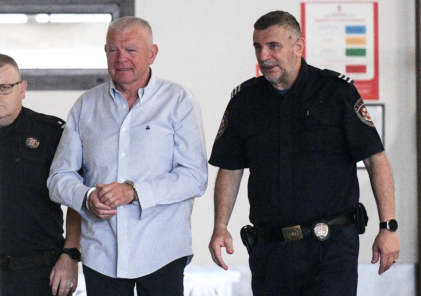 11.07.2025., Zagreb - Policija dovodi Hrvoja Petraca u prostorije USKOK-a u Branimirovoj ulici na ispitivanje nakon sto se jucer sam predao. Hrvoje Petrac jedan je od osumnjicenih u korupcijskoj aferi u hrvatskom zdravstvu. Photo: Davor Puklavec/PIXSELL