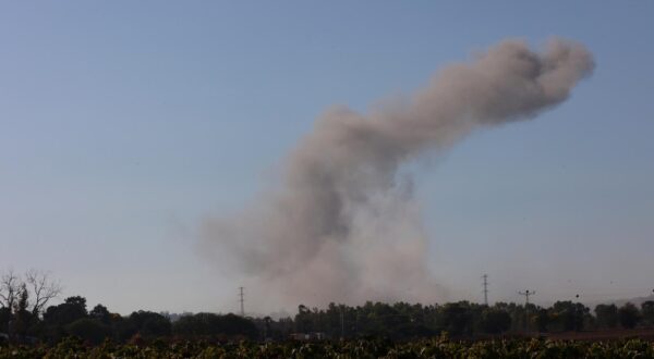 (240712) -- ISRAEL-GAZA BORDER, July 12, 2024 (Xinhua) -- This photo taken on July 11, 2024 shows smoke rising following an attack in Gaza Strip near the Israel-Gaza border, as seen from Israel. Hamas said on Thursday that it has not received any new information from mediators regarding the ceasefire negotiations this week. On Wednesday, a meeting between Egyptian, Qatari, U.S. and Israeli delegations was held in Doha, the capital of Qatar, to push towards reaching a ceasefire between the two warring parties. An Israeli delegation is set to travel to Egypt's Cairo on Thursday evening to continue Gaza ceasefire talks held this week, according to a statement from Israeli Prime Minister Benjamin Netanyahu's office. (Photo by Gil Cohen Magen/Xinhua) Photo: GIL COHEN MAGEN/XINHUA