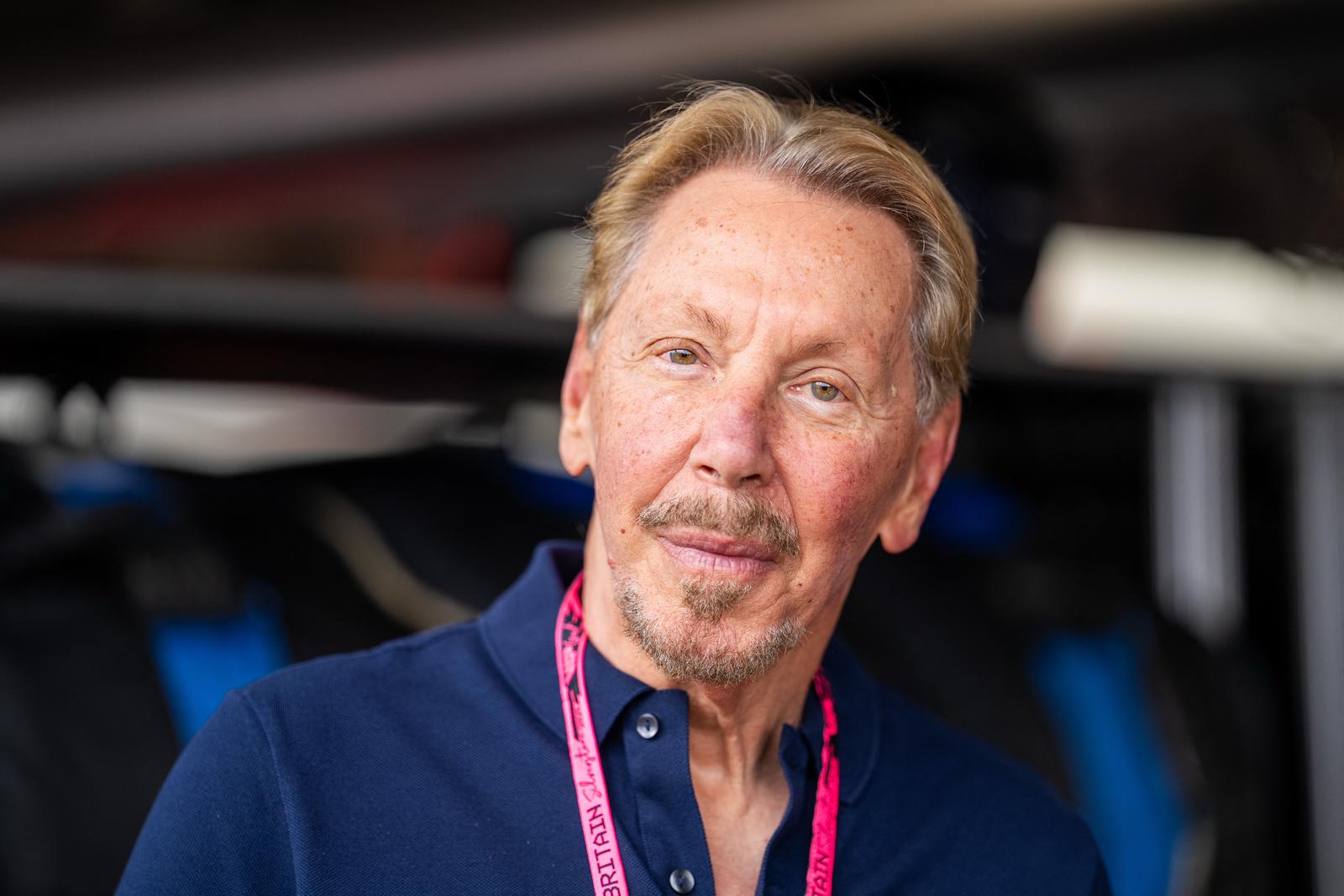 Larry Ellison (Usa) founder and executive chairman of Oracle during the Formula 1 Qatar Airways British Grand Prix 2025 on Sunday Race Day at the Silverstone International Circuit, Silverstone, Towcester, England, UK on July 6, 2025. Photo by Antoine Lapeyre/ABACAPRESS.COM Photo: Lapeyre Antoine/ABACA/ABACA