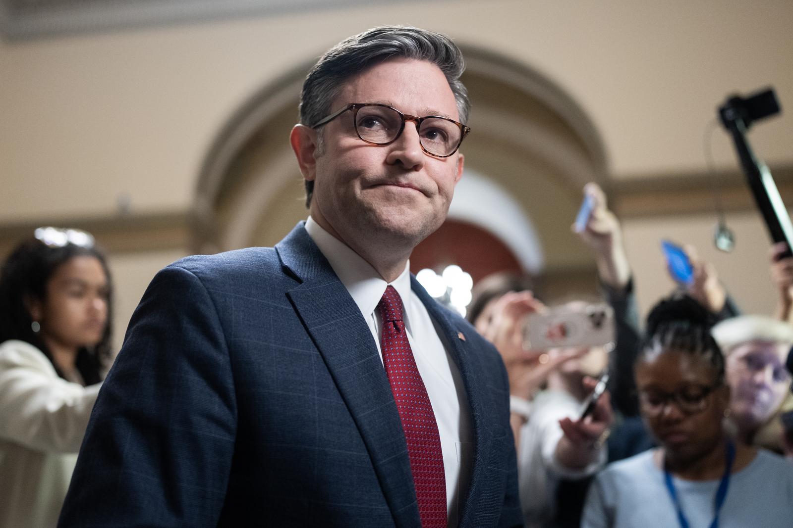 UNITED STATES - SEPTEMBER 10: Speaker of the House Mike Johnson, R-La., makes remarks in the U.S. Capitol about the shooting of media personality Charlie Kirk, on Wednesday, September 10, 2025. (Tom Williams/CQ Roll Call/Sipa USA) Photo: CQ-Roll Call/SIPA USA