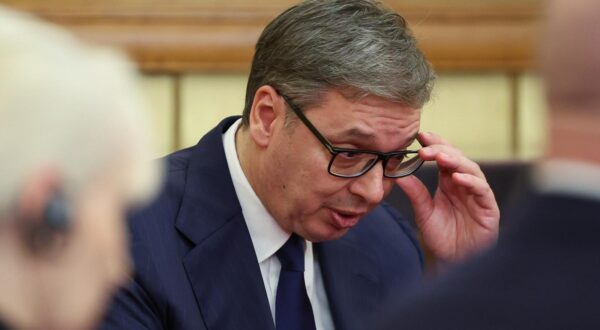 CHINA, BEIJING - SEPTEMBER 2, 2025: Serbia's President Aleksandar Vucic is seen during a meeting with Russia's President Putin at the Diaoyutai State Guesthouse. Alexander Kazakov/Russian Presidential Press and Information Office/TASS/Sipa USA Photo: Tass/SIPA USA