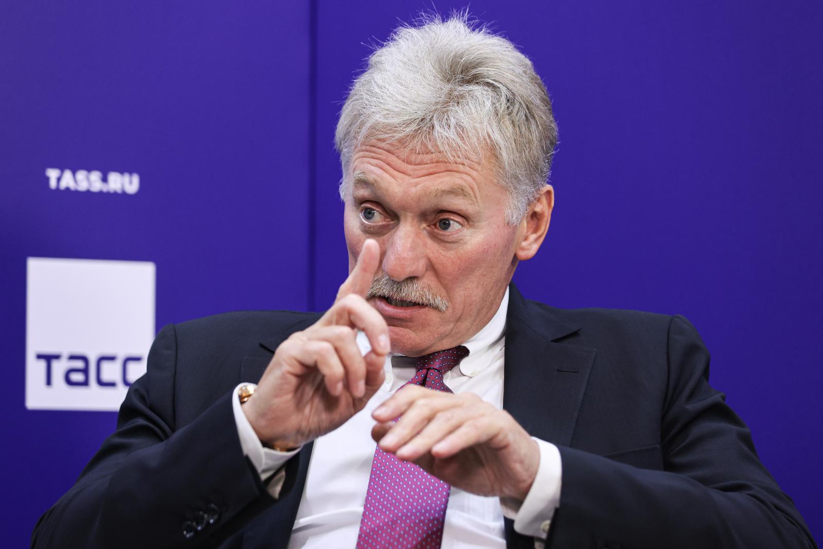 RUSSIA, VLADIVOSTOK - SEPTEMBER 5, 2025: Dmitry Peskov, Press Secretary of the President of Russia, gives an interview to TASS/Sipa USA Russian News Agency during the 2025 Eastern Economic Forum (EEF) at Far Eastern Federal University on Russky Island. Erik Romanenko/TASS/Sipa USA Photo: Tass/SIPA USA
