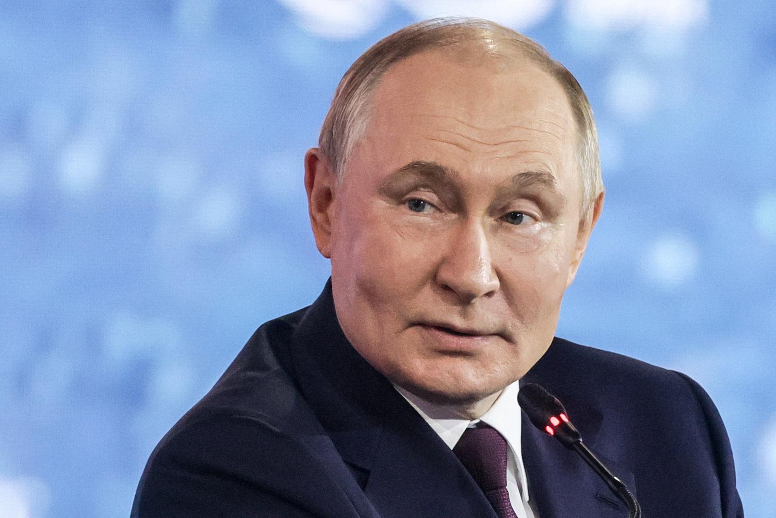 RUSSIA, VLADIVOSTOK - SEPTEMBER 5, 2025: Vladimir Putin, President of Russia, attends the plenary session of the 2025 Eastern Economic Forum (EEF) at Far Eastern Federal University on Russky Island. Vladimir Smirnov/TASS/Sipa USA Photo: Tass/SIPA USA