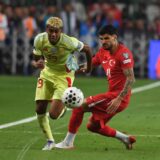 Lamine Yamal of Spain and Eren Elmali of Turkiye, during Turkiye and Spain FIFA World Cup 2026 qualification match in Konya Metropolitan Municipality Stadium, Turkiye, on September 7, 2025. (Abdurrahman Antakyal? - Depo Photos/Sipa USA) Photo: Depo Photos/SIPA USA