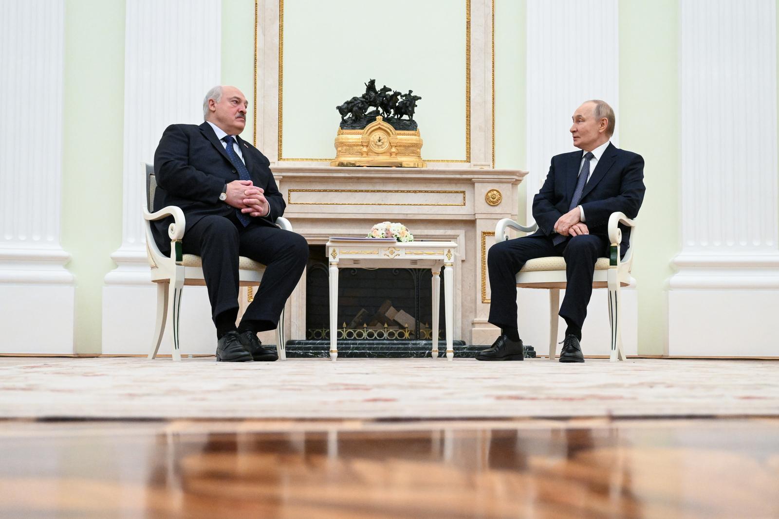 RUSSIA, MOSCOW - SEPTEMBER 26, 2025: Alexander Lukashenko (L), President of Belarus, and his Russian counterpart Vladimir Putin hold a bilateral meeting at the Moscow Kremlin. Kristina Kormilitsyna/POOL/TASS/Sipa USA Photo: Tass/SIPA USA