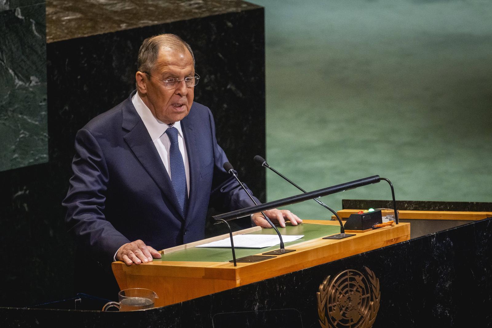 Sergei Wiktorowitsch Lawrow, Aussenminister Russlands, spricht bei der 80. Vollversammlung der Vereinten Nationen in New York City, 27.09.2025. New York City United States *** Sergei Viktorovich Lavrov, Foreign Minister of Russia, speaks at the 80th United Nations General Assembly in New York City, 27 09 2025 New York City United States Copyright: xJulianexSonntagx Photo: Juliane Sonntag/IMAGOSTOCK&PEOPLE