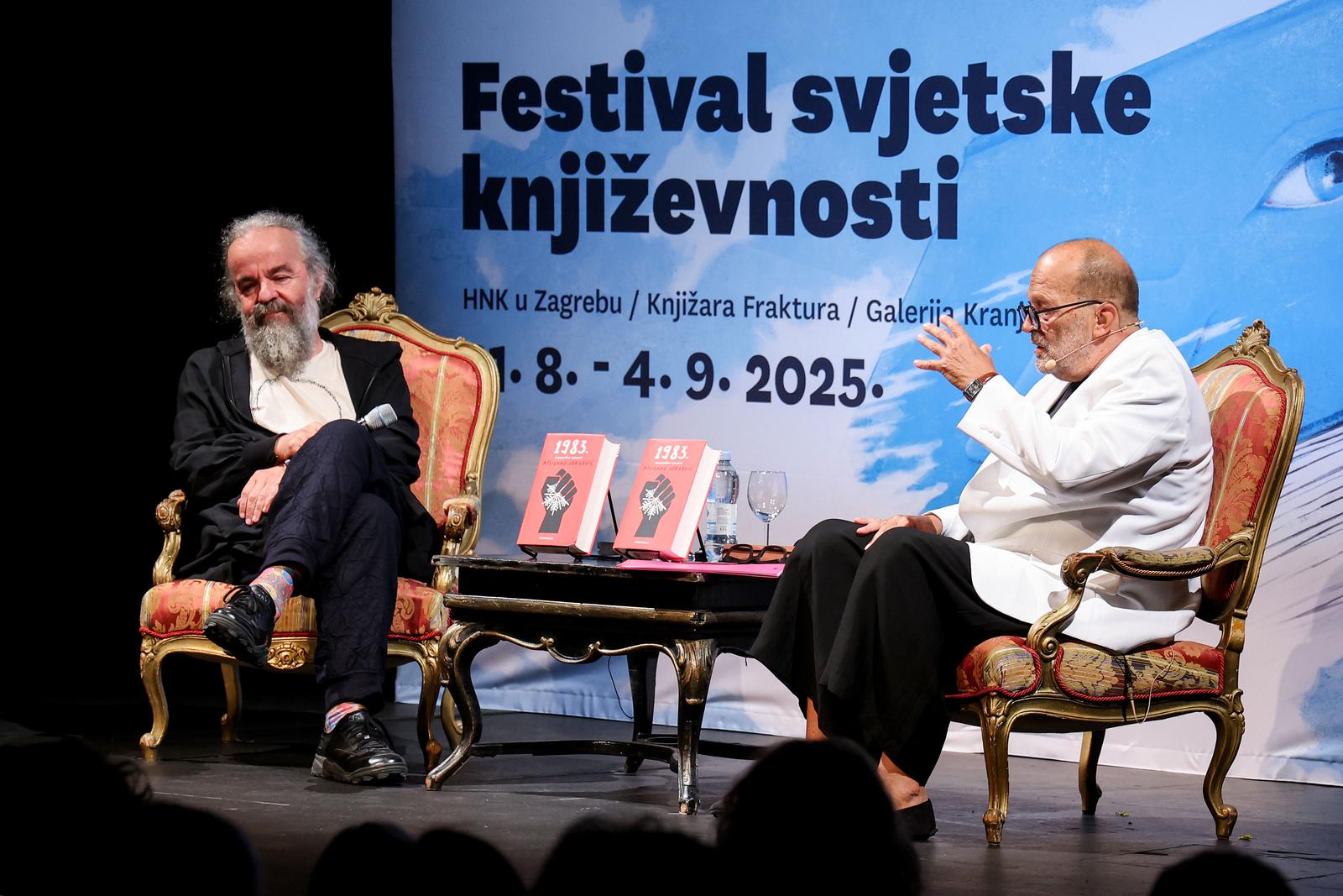 01.09.2025., Zagreb -  Festival svjetske knjizevnosti, razgovor sa Miljenkom Jergovicem, moderira Boris Miljkovic. Photo: Matija Habljak/PIXSELL