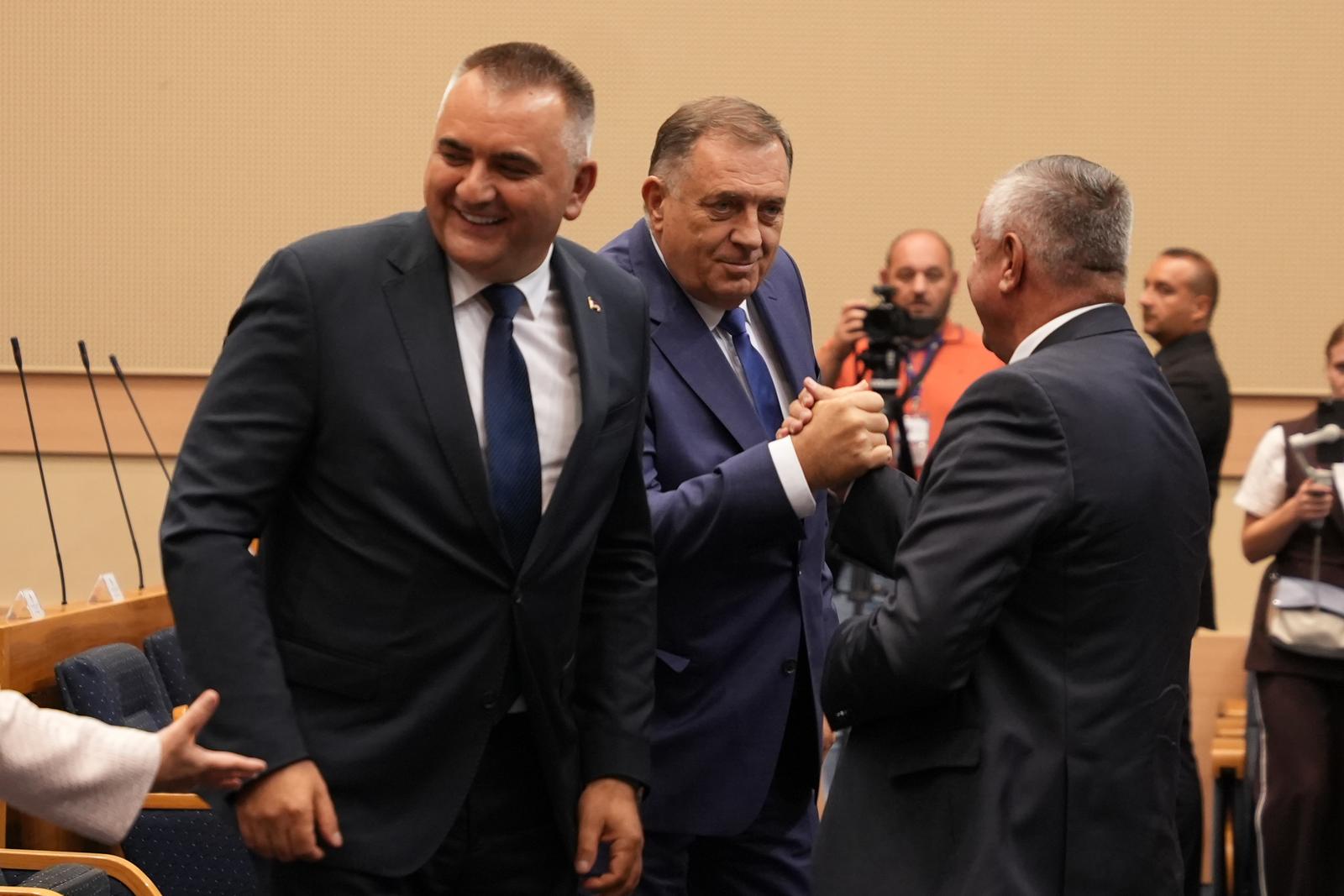 02.09.2025., Narodna skupstina RS, Banjaluka (BiH) - Narodna skupstina Republike Srpske izabrala je veceras u Banjaluci Vladu Republike Srpske koji ce predvoditi premijer Savo Minic.
Photo: Dejan Rakita/Pixsell Photo: Dejan Rakita/PIXSELL/PIXSELL