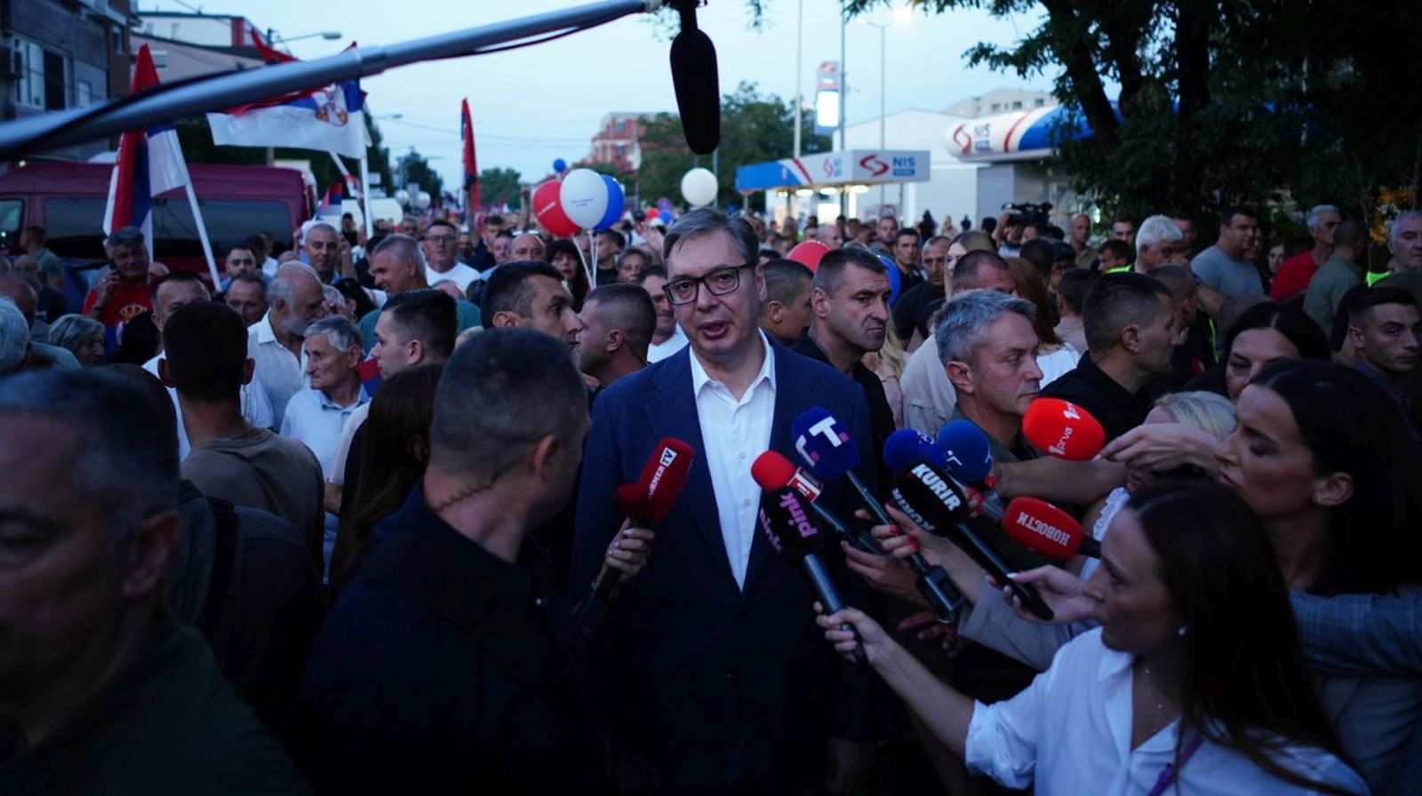 07, September, 2025, Belgrade - A gathering of citizens who want a normal life and want to learn on the football field Vidovdan at Borca settlement. Aleksandar Vucic. Photo: Milan Maricic/ATAImages

07, septembar 2025, Beograd - Skup gradjana koji zele normalan zivot i zele da uce na terenu Vidovdan u naselju Borca. Photo: Milan Maricic/ATAImages Photo: Milan Maricic/PIXSELL