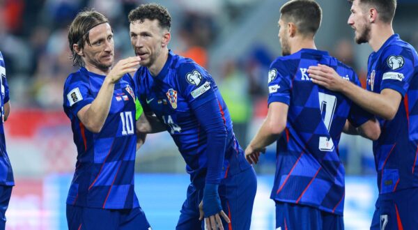 09.06.2025., Opus Arena, Osijek - Kvalifikacije za FIFA Svjetsko nogometno prvenstvo 2026., skupina L, Hrvatska - Ceska. Luka Modric, Ivan Perisic, Andrej Kramaric, Petar Sucic Photo: Davor Javorovic/PIXSELL
