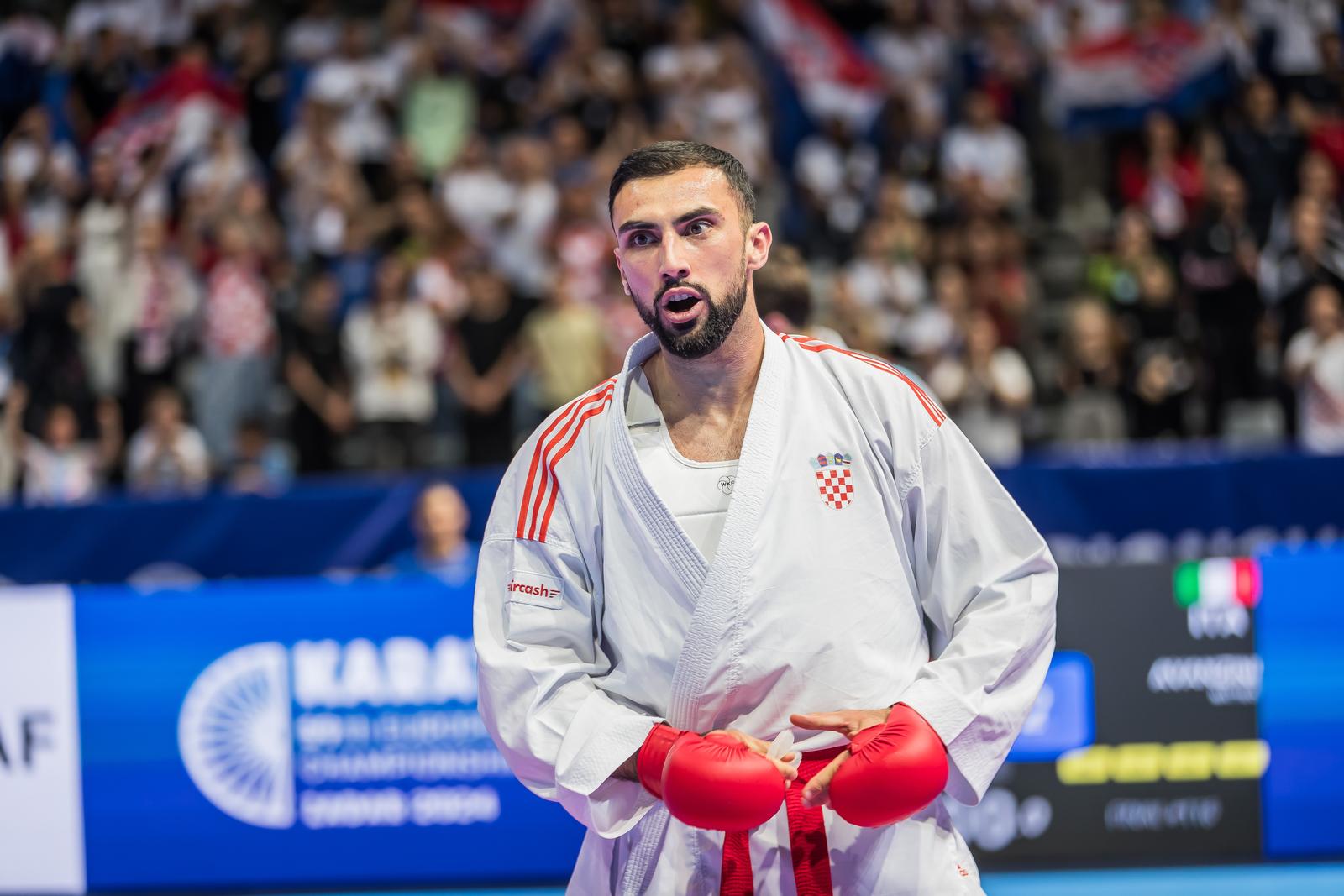 11.05.2024., Zadar - Senior Championship Karate 2024. Borba CRO  Andjelo Kvesic - ITA Matteo Avanzini. Photo: Zvonimir Barisin/PIXSELL
