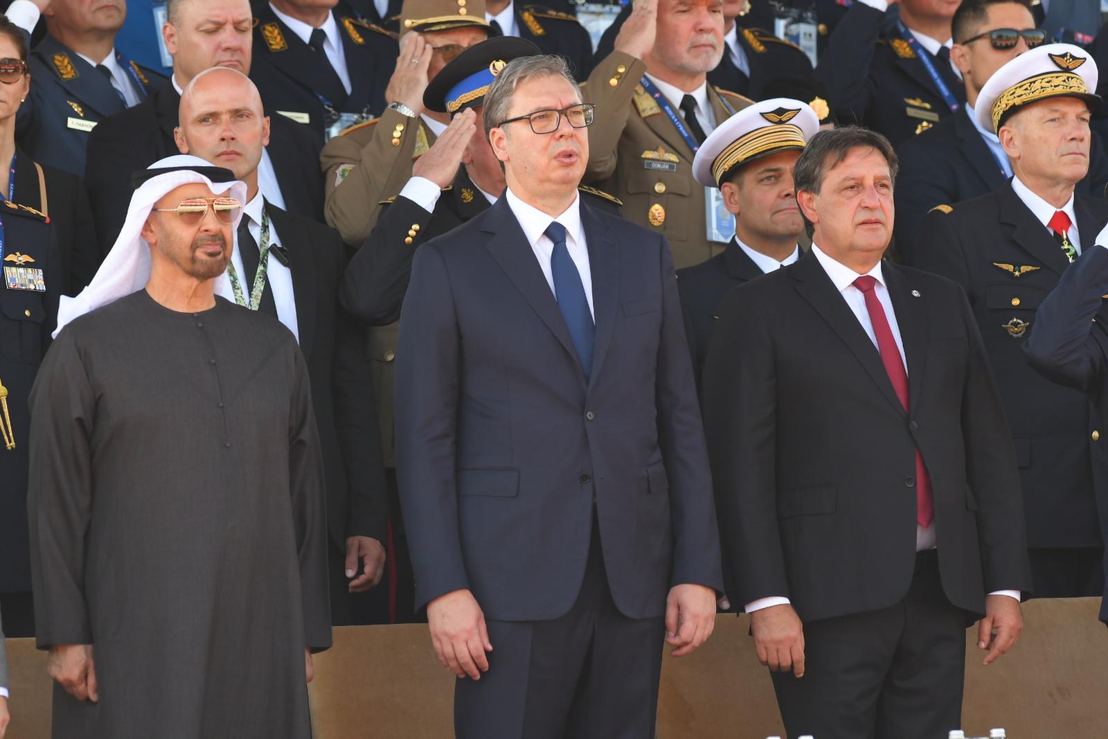 20, September, 2025, Belgrade - The "Force of Unity" military parade with around 10,000 participants was held in front of the Palace of Serbia, and the parade was attended by the state leadership, led by Serbian President Aleksandar Vucic, as well as guests from abroad. Aleksandar Vucic, Bratislav Gasic. Photo: R.Z./ATAImages

20, septembar 2025, Beograd - Vojna parada "Snaga jedinstva" sa oko 10.000 ucesnika odrzana  je na prostoru ispred Palate Srbija, a paradi je prisustvovao drzavni vrh na celu sa predsednikom Srbije Aleksandrom Vucićem, kao i gosti iz inostranstva.  Photo: R.Z./ATAImages Photo: R.Z./ATA Images/PIXSELL