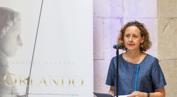 25.08.2025., Sponza, Dubrovnik - Svecana dodjela nagrade Orlando za najbolje dramsko dijelo, odnosno glazbeno ostvarenje na 76. Dubrovackim ljetnim igrama. Dobitnici nagrada su Helena Minic Matanic za najbolje dramsko ostvarenje, asambl LArpeggiata za najbolje glazbeno ostvarenje i redateljica Ivica Boban za sveukupni doprinos igrama u vise festivalskih sezona
 Photo: Grgo Jelavic/PIXSELL