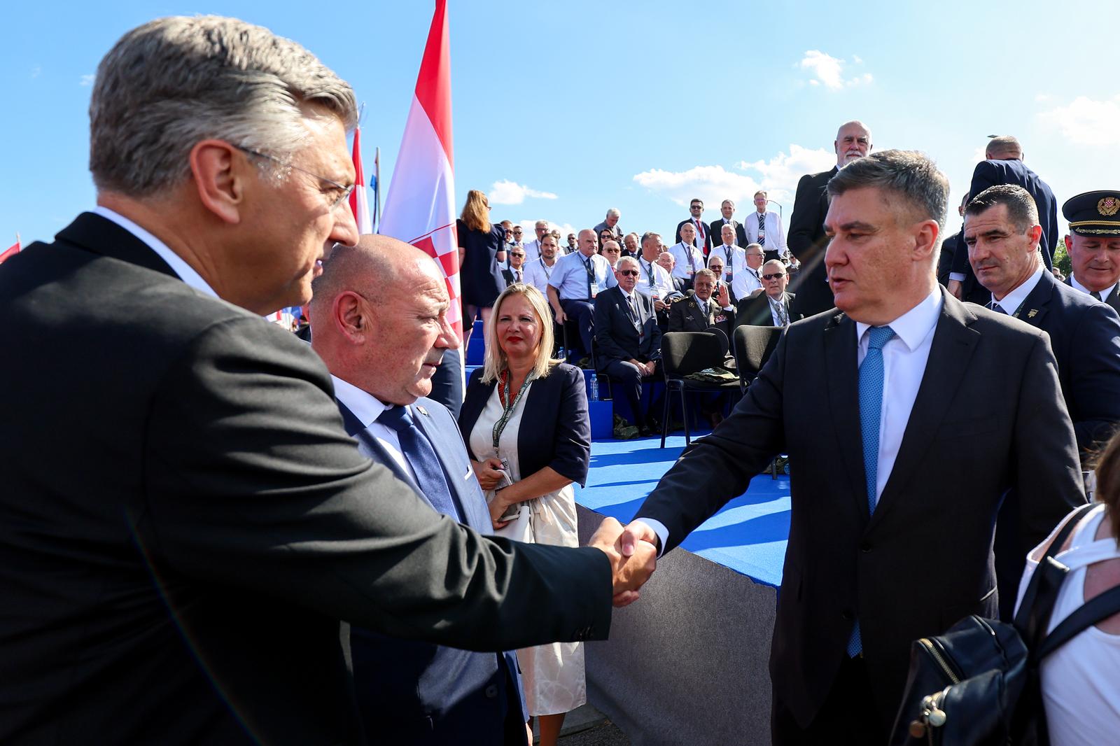 31.07.2025., Zagreb - Okupljanje uzvanika pored tribina uoci odrzavanja vijnog mimohoda u povodu obiljezavanja 30. obljetnice vojno-redarstvene operacije Oluja. Andrej Plenkovic,  Photo: Sanjin Strukic/PIXSELL