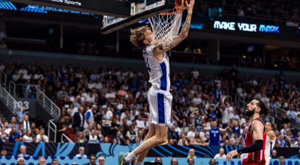 10.09.2025, Riga Arena, Riga, LAT, Eurobasket 205, Basketball Europameisterschaft, Viertelfinale, Finnland-Georgien Miikka Muurinen (Finnland, No 24) _Foto Alexander Trienitz / nordphoto GmbH