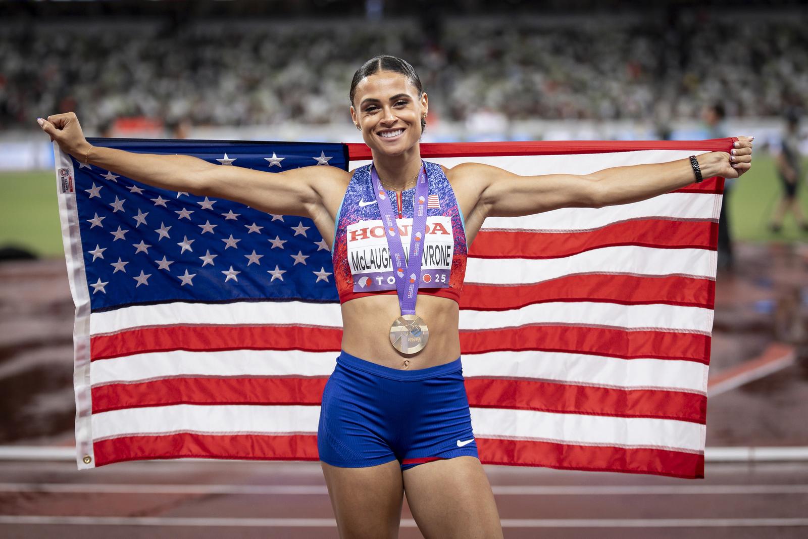 GOLD ?ber 400m mit Championship Record: Sydney Mclaughlin Levrone (USA) an Tag 6 der World Athletics Championships im National Stadium in Tokyo, Japan am 18.09.2025.