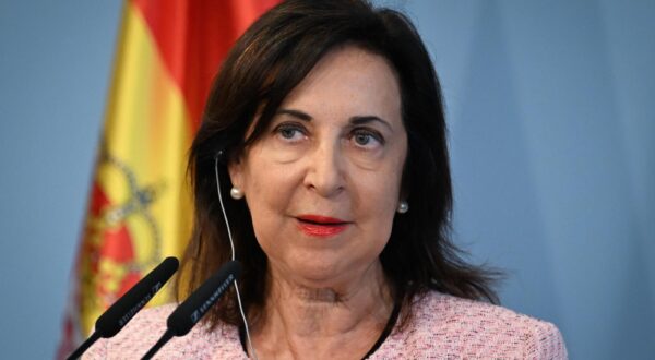 28 August 2025, Berlin: Spanish Defense Minister Margarita Robles speaks during the joint press conference with German Defense Minister Pistorius. Photo: Soeren Stache/dpa Photo: Soeren Stache/DPA