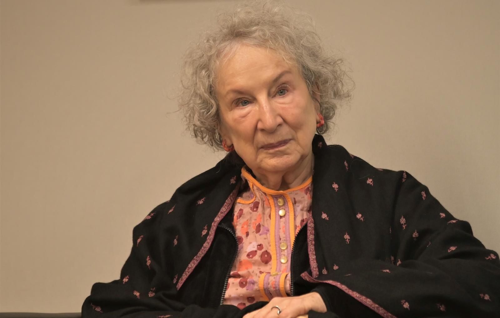 Alba, Italy Margaret Atwood Lattes Grinzane Special Award tells during an interview at a press conference In the photo: Margaret Atwood