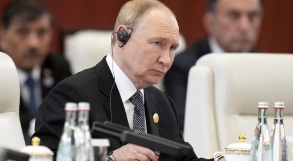 Russian President Vladimir Putin attends the second day of the two-day summit of the Shanghai Cooperation Organization in Tianjin, China, on Sept. 1, 2025. (Kyodo) ==Kyodo  Photo via Newscom