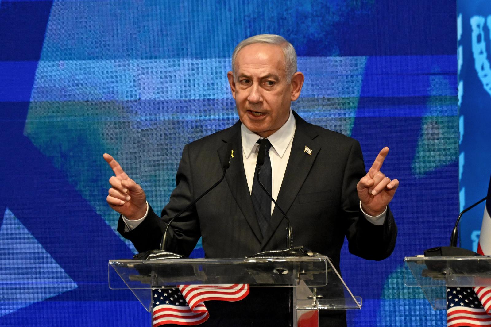 Israeli Prime Minister Benjamin Netanyahu speaks at the opening event of the largest-ever bipartisan delegation of American legislators to Israel at the Foreign Minister in Jerusalem on Monday, September 15. The delegation includes 250 legislators from all 50 U.S. states  five elected officials from each state. Photo by Debbie Hill/ UPI Photo via Newscom Photo: DEBBIE HILL/NEWSCOM