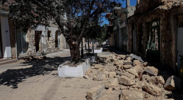 (210927) -- HERAKLION (GREECE), Sept. 27, 2021 (Xinhua) -- Damage is seen after an earthquake in Arkalochori, a small village south of the city of Heraklion, Crete island, Greece, on Sept. 27, 2021. A state of emergency was declared on Monday in the Heraklion region of the Greek island of Crete after a 5.8-magnitude earthquake that struck the area earlier in the day left one person dead, 12 injured and hundreds without shelter, Greece's Climate Crisis and Civil Protection Minister Christos Stylianides said. (Photo by Stefanos Rapanis/Xinhua) Photo: STEFANOS RAPANIS/XINHUA