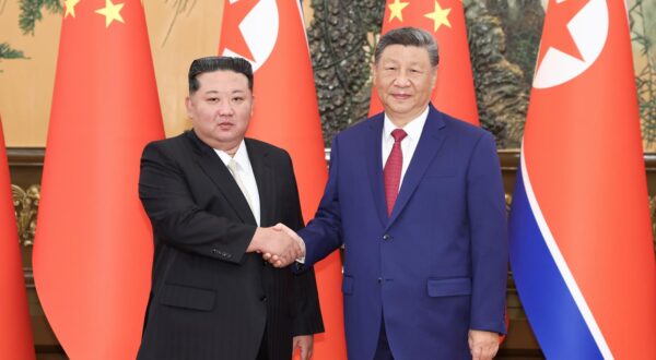 (250904) -- BEIJING, Sept. 4, 2025 (Xinhua) -- Xi Jinping, general secretary of the Communist Party of China Central Committee and Chinese president, holds talks with Kim Jong Un, general secretary of the Workers' Party of Korea and president of the State Affairs of the Democratic People's Republic of Korea, at the Great Hall of the People in Beijing, capital of China, Sept. 4, 2025. Kim Jong Un is in China for commemorations marking the 80th anniversary of the victory in the Chinese People's War of Resistance against Japanese Aggression and the World Anti-Fascist War. (Xinhua/Huang Jingwen) Photo: Huang Jingwen/XINHUA