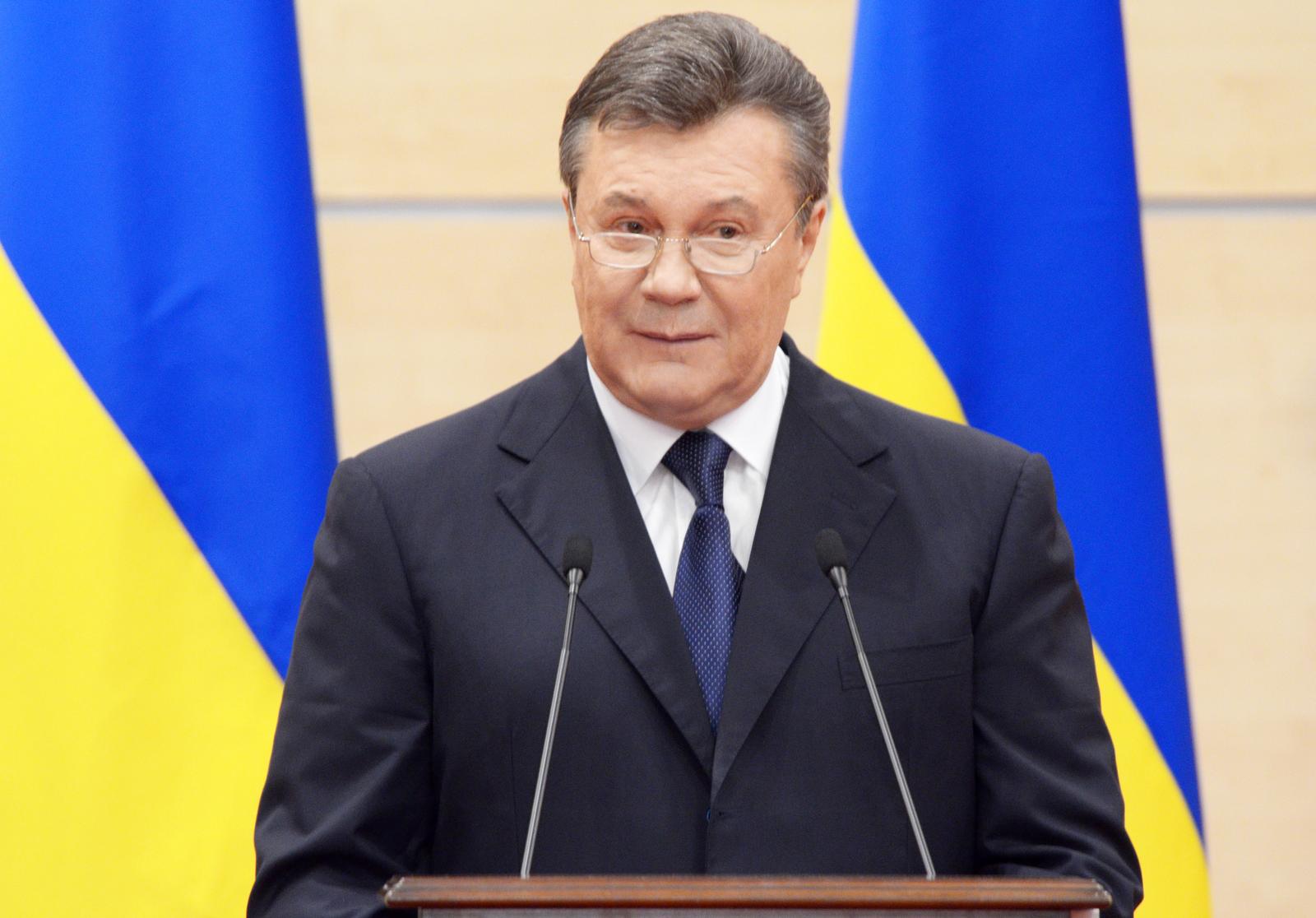 [FOCUS]RUSSIA-ROSTOV-ON-DON-UKRAINE-YANUKOVYCH(140311) -- ROSTOV-ON-DON, March 11, 2014 (Xinhua) -- Ukraine's fugitive president Viktor Yanukovych speaks during the press conference in Rostov-on-Don, Russia, March 11, 2014. Yanukovych said that he remained Ukraine's legitimate president and commander-in-chief, saying he believed he would be able to return to Kiev soon.(Xinhua/Oleg) (zhf)Oleg Photo: XinHua/PIXSELL