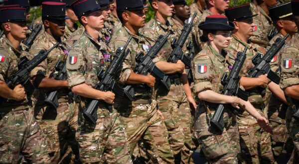 Polish armoured vehicles and soldiers march thourgh the city during the annual military parade in Warsaw, Poland on 15 August, 2025. Taking part in this years parade were also delegations from Romania, France and the UK. (Photo by Jaap Arriens / Sipa USA) Photo: Jaap Arriens/SIPA USA