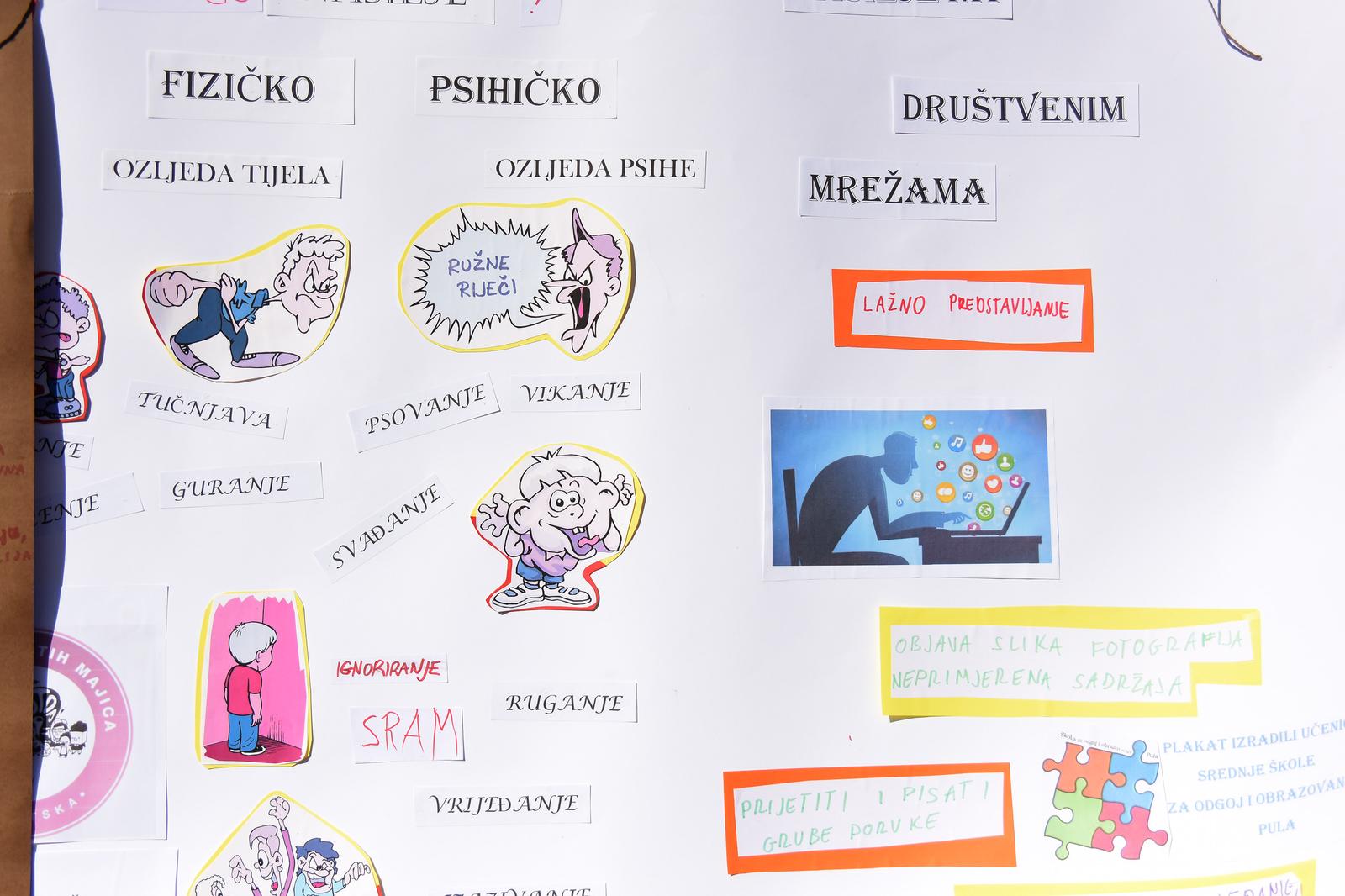 Pula: Policija i osnovnoškolci utrkom obilježili borbu protiv vršnjačkog nasilja 27.02.2019., Pula - Policijska uprava istarska i Vijece za prevenciju kriminaliteta Grada Pule cetvrtu godinu za redom obiljezavaju Dan ruzicastih majica revijalnom utrke pod nazivom "Trkom protiv nasilja". U utrci su sudjelovali policijski sluzbenici i ucenici petih razreda svih osnovnih skola s pulskog podrucja. Photo: Dusko Marusic/PIXSELL