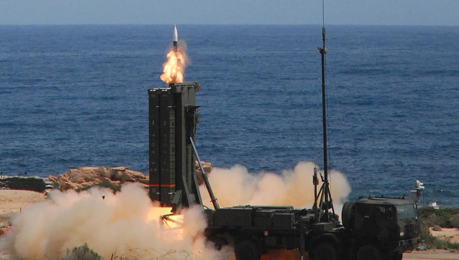 Handout photo shows Aster 30 SAMP/T firing at PISQ (Italian test center). France and Italy have finalised technical talks for the joint delivery of a SAMP/T-MAMBA air defence system to Ukraine in spring 2023, the French Defence Ministry said on February 3, 2023. The system can track dozens of targets and intercept 10 at once. It is the only European-made system that can intercept ballistic missiles. Ukraine has asked its Western allies for more air defence systems and specifically requested the SAMP/T, known as Mamba, in November. Russian forces invaded Ukraine on February 24, 2022. Photo by MBDA via ABACAPRESS.COM Photo: ABACA/ABACA