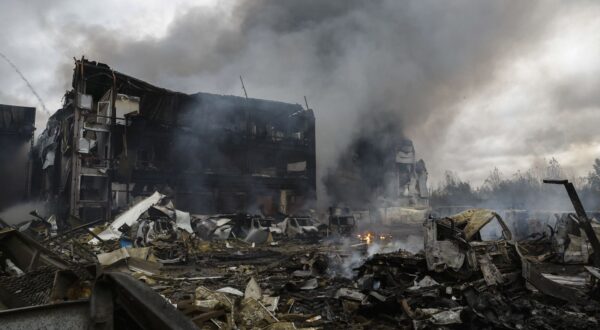 epa12480993 Damage at the site of a Russian missile strike in Kyiv, Ukraine, 25 October 2025, amid the Russian invasion. At least two people were killed and 13 others injured after Russian forces launched an overnight attack on Kyiv, the State Emergency Service of Ukraine reported.  EPA/SERGEY DOLZHENKO