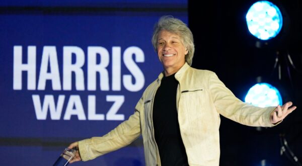 Jon Bon Jovi arrives to perform during a campaign rally for Democratic vice presidential nominee Minnesota Gov. Tim Walz, Monday, Nov. 4, 2024, in Detroit. (AP Photo/Charlie Neibergall) Election 2024 Walz