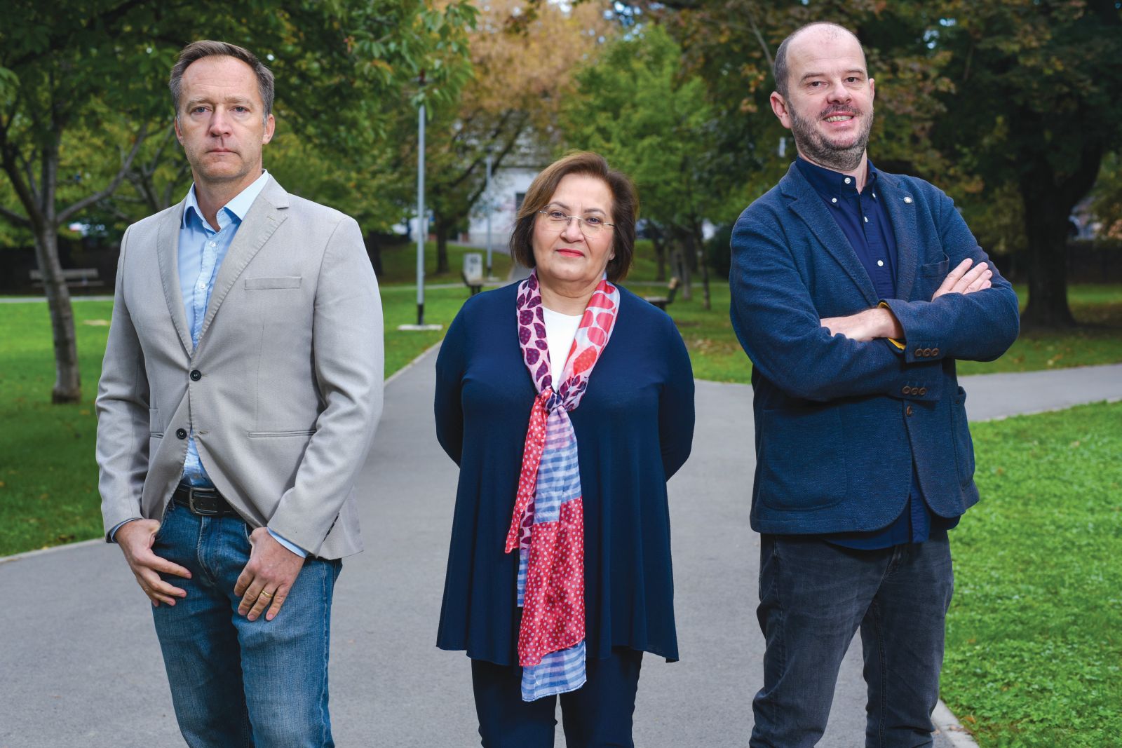 09.10.2025., Zagreb - Vesna Mamic, predsjednica Hrvatskog sindikata telekomunikacija, Zvonimir Galic, psiholog rada i Darije Hanzalek, predsjednik Sindikata graficara i medija.
Photo Sasa ZinajaNFoto