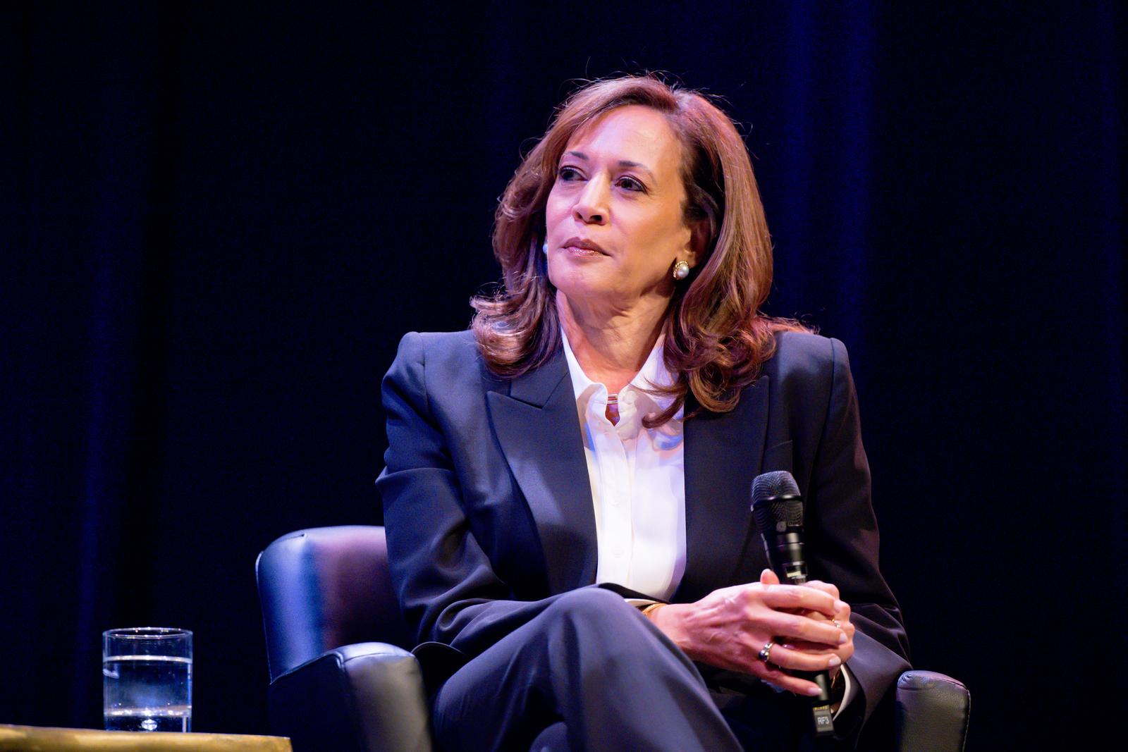 Former U.S. Vice President Kamala Harris speaks on stage during her 107 Days book tour held at Sarofim Hall at Hobby Center on October 4, 2025 in Houston, Texas. (Photo by Marcus Ingram/Sipa USA) Photo: Marcus Ingram/SIPA USA
