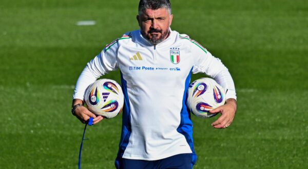 Head coach of Italy Gennaro Gattuso  during  Italy training session, FIFA World Cup match in Florence, Italy, October 07 2025 (Photo by Lisa Guglielmi/IPA Sport / ipa-agency.net/IPA/Sipa USA) Photo: IPA/SIPA USA