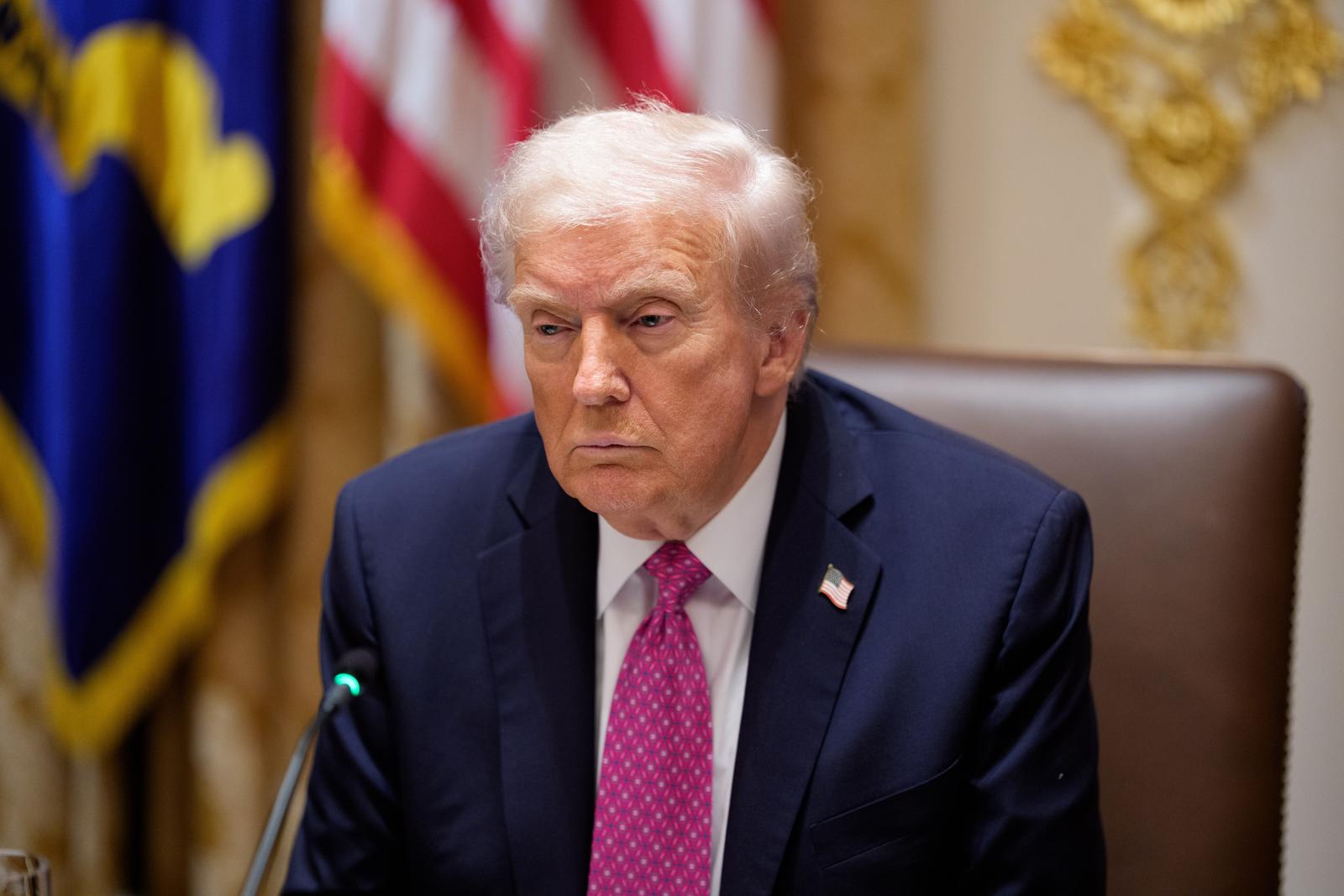 U.S. President Donald Trump gives remarks during a bilateral meeting in the Cabinet Room of the White House in Washington, D.C., on Friday, October 17, 2025. President Zelenskyy is visiting the United States as Trump pursues a peace deal in the Russia-Ukraine war. (Photo by Aaron Schwartz/Sipa USA) Photo: Sipa USA/SIPA USA