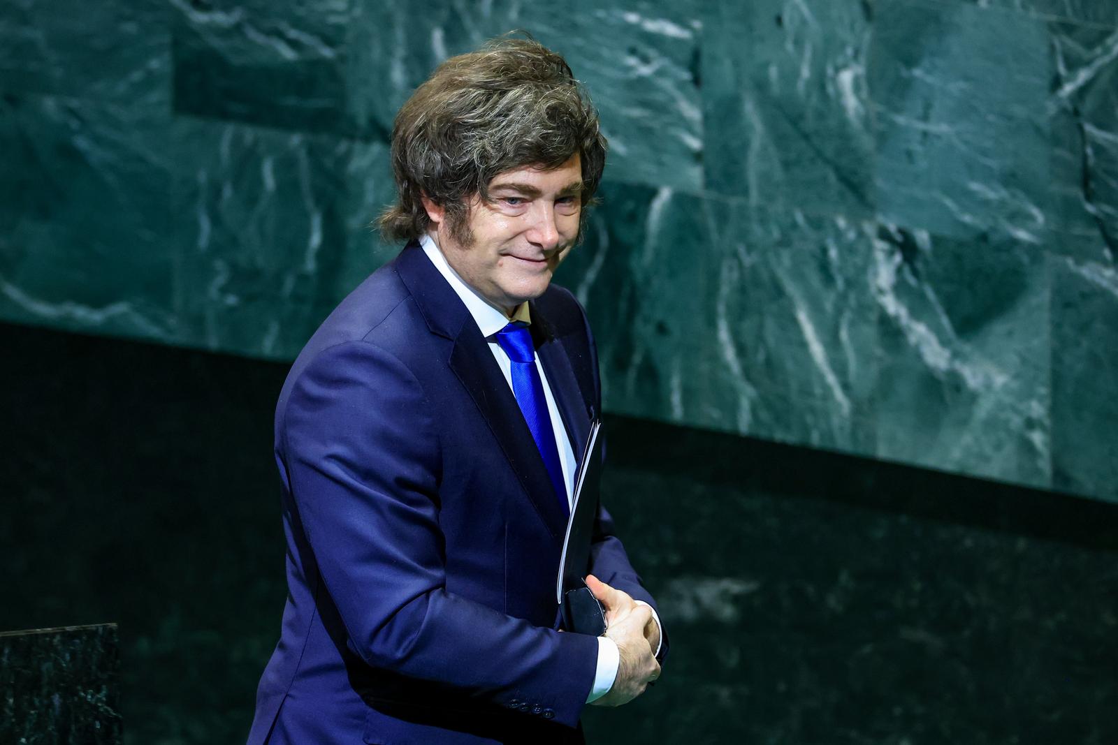 USA, NEW YORK CITY - SEPTEMBER 24, 2025: Argentina's President Javier Milei at a meeting during the 80th session of the UN General Assembly. Valery Sharifulin/TASS/Sipa USA Photo: Tass/SIPA USA