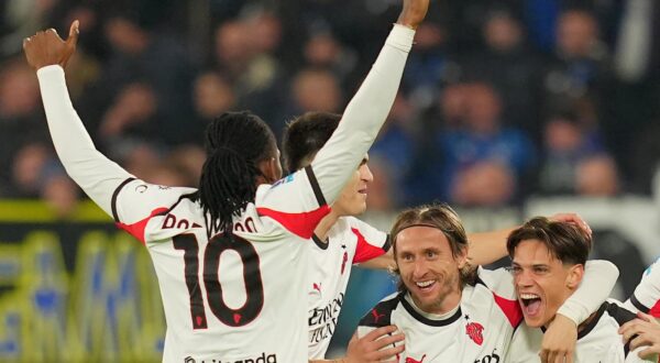 AC Milan's Samuele Ricci celebrates after scoring 0-1 during the Serie A soccer match between Atalanta and Ac Milan at the New Balance Stadium in Bergamo , north Italy - Tuesday , October 28 , 2025. Sport - Soccer . (Photo by Spada/LaPresse) (Photo by Spada/LaPresse/Sipa USA) Photo: LaPresse/SIPA USA